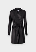 COLLARED V NECK DRAPPED DRESS Media 1