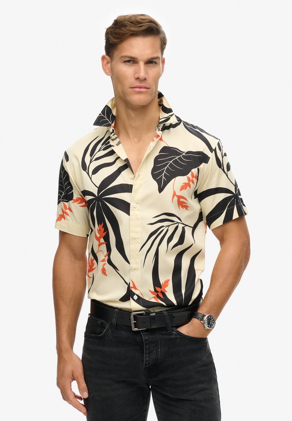 Superdry & Co HAWAIIAN BOX FIT - Shirt - silhouette off white