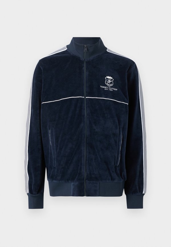 Tommy Hilfiger COLOUR-BLOCKED VELOUR ZIP-THRU TRACK JACKET
