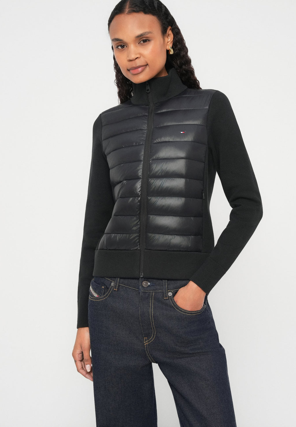 LIGHTWEIGHT MIXED KNIT PADDED JACKET Media 5