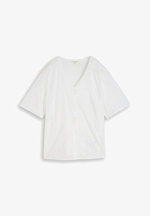 TOM TAILOR TOM TAILOR BLUSEN & SHIRTS PLUS SIZE - BLUSE MIT LOCHSTICKEREI - Blouse - white
