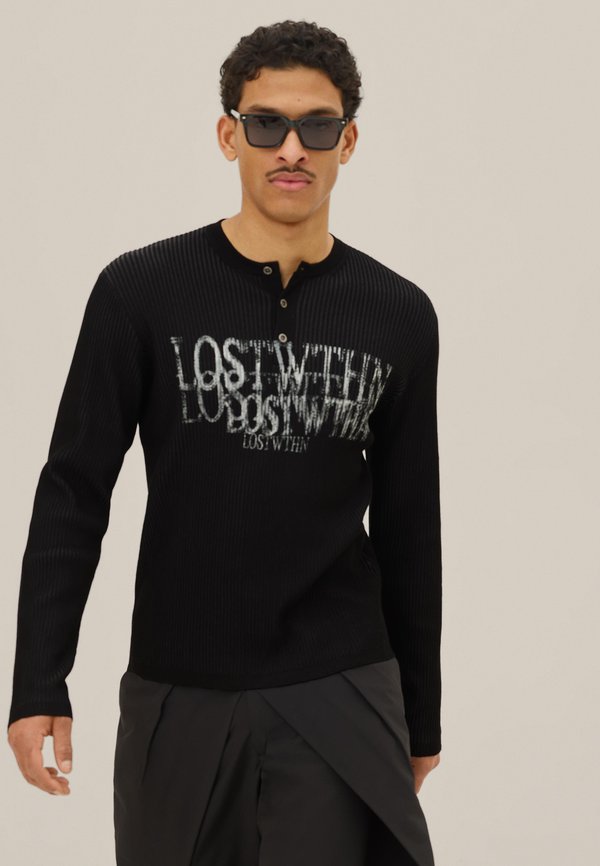 Bershka PRINTED HENLEY JUMPER - Jumper - black