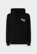 Schwarzer Hoodie aus weichem Baumwollmix, mit einer vorderen Kängurutasche, verstellbarem Kapuzenzug und türkisfarbenem "TOMMY JEANS"-Logo auf der Brust.