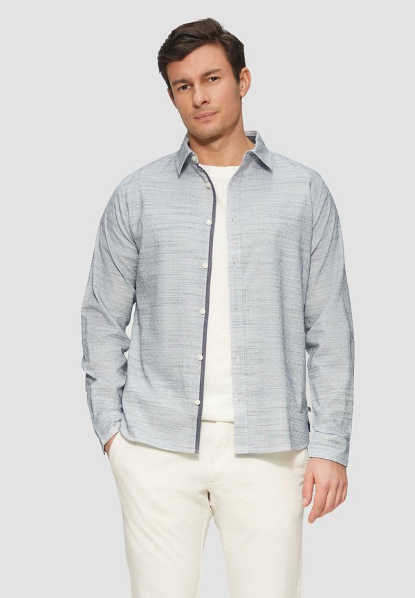 s.Oliver GEMUSTERTES MIT KENTKRAGEN - Shirt - tiefblau