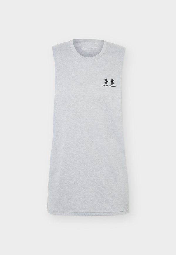 Under Armour LEFT CHEST CUT OFF TANK - Top - steel light heather/black