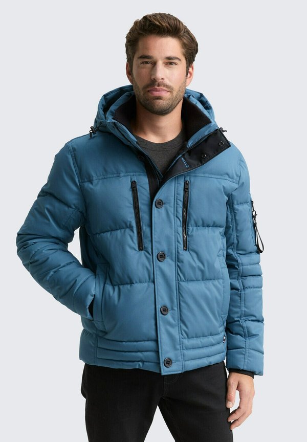 TOM TAILOR PUFFER WITH HOOD - Winter jacket - real teal blue