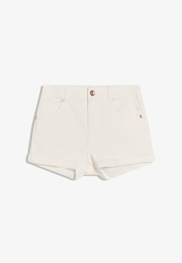 Bershka ROLL-UP - Denim shorts - white