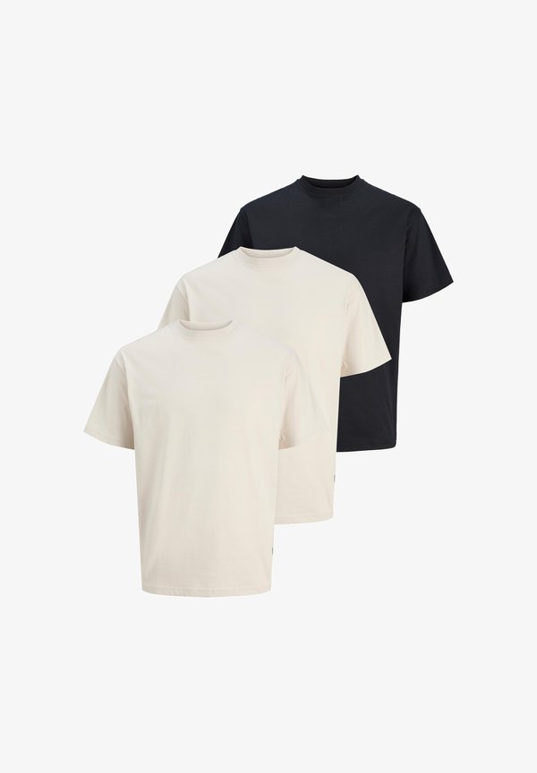 Jack & Jones JACK & JONES 3 PACK  - Basic T-shirt - creme schwarz
