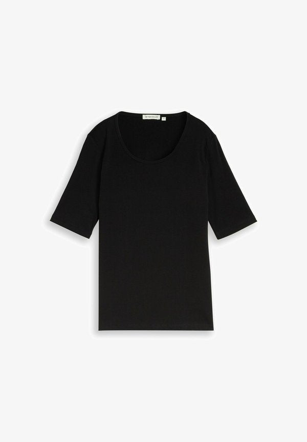 TOM TAILOR TOM TAILOR T-SHIRT BASIC T-SHIRT MIT RUNDHALSAUSSCHNITT - Basic T-shirt - deep black