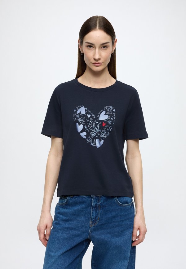 TOM TAILOR BOXY CREW NECK  - Print T-shirt - sky captain blue
