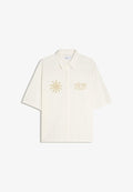 Bershka EMBROIDERED BOXY FIT SHORT SLEEVE SHIRT - Shirt - white