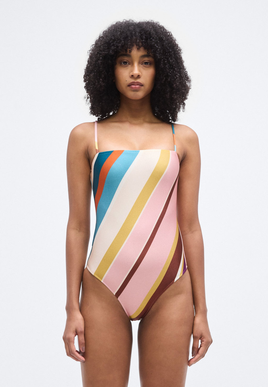 ADRIANA DEGREAS STRIPES STRAPS SWIMSUIT