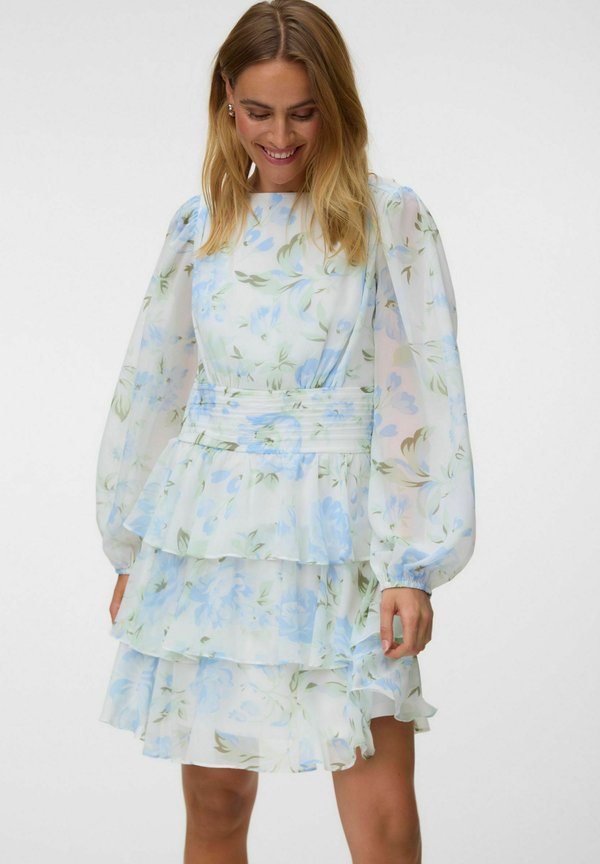 Vero Moda LAYERED DRESS VMLOUISA SHORT DRESS - Day dress - snow white