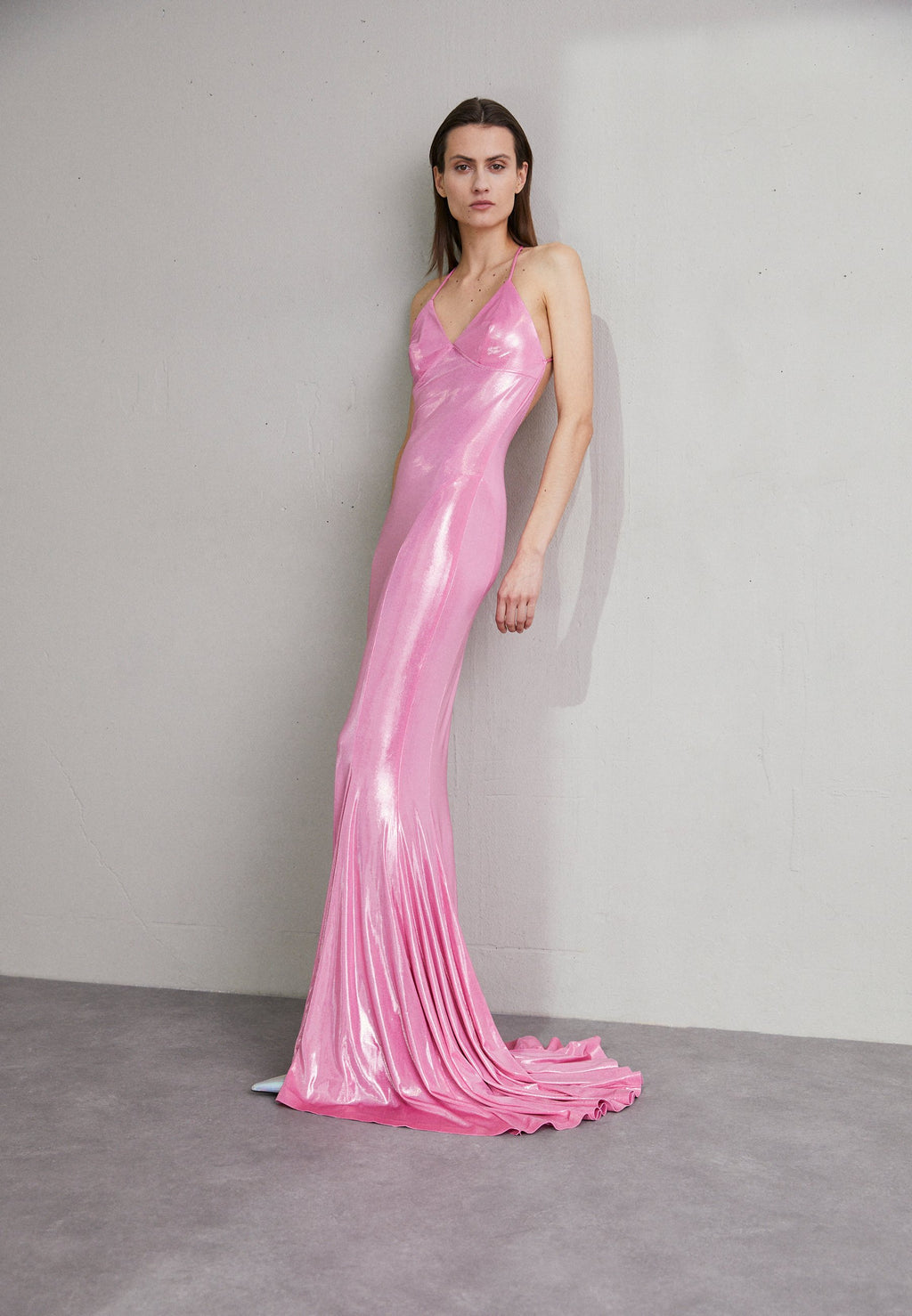 Norma Kamali LOW BACK SLIP MERMAID FISHTAIL GOWN