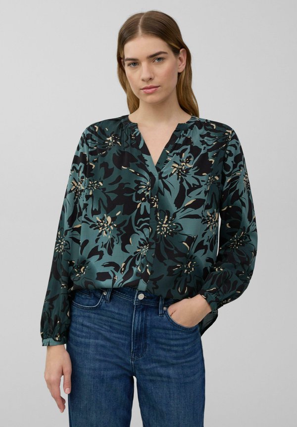 s.Oliver AUS MIT ALL-OVER-PRINT - Blouse - dunkles türkis