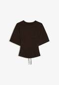 Bershka SHORT SLEEVE CORSET - T-SHIRT - Print T-shirt - dark brown