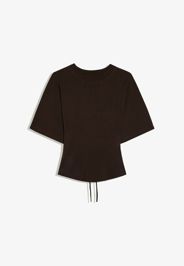 Bershka SHORT SLEEVE CORSET - T-SHIRT - Print T-shirt - dark brown