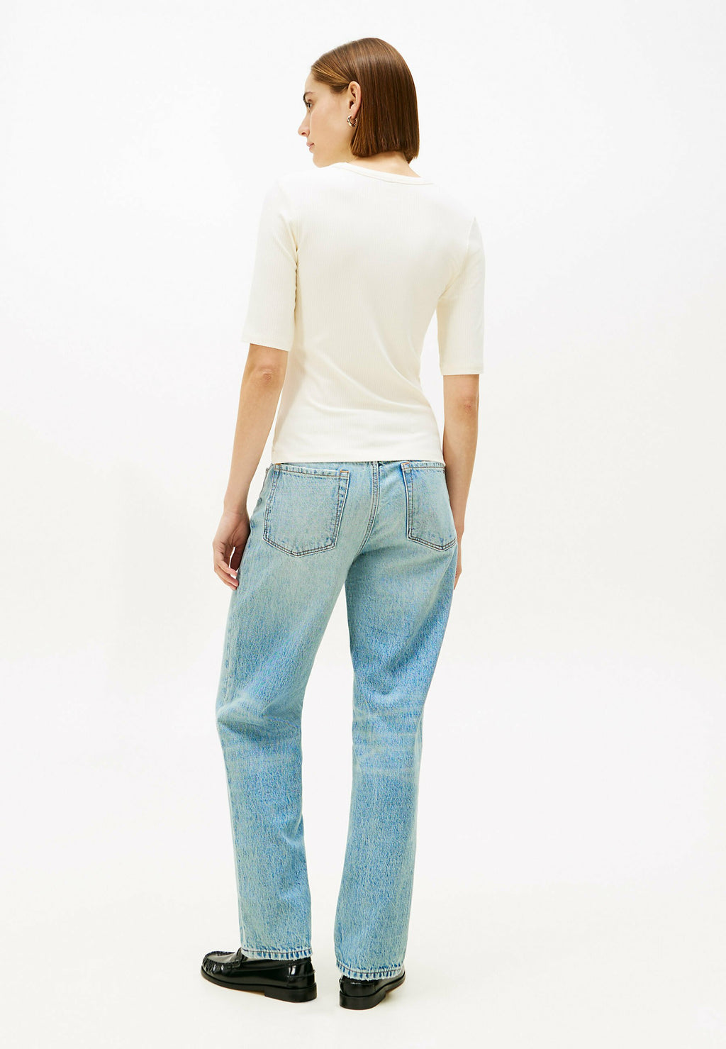 RIBBED SLIM HALF SLEEVE T-SHIRT Media 4
