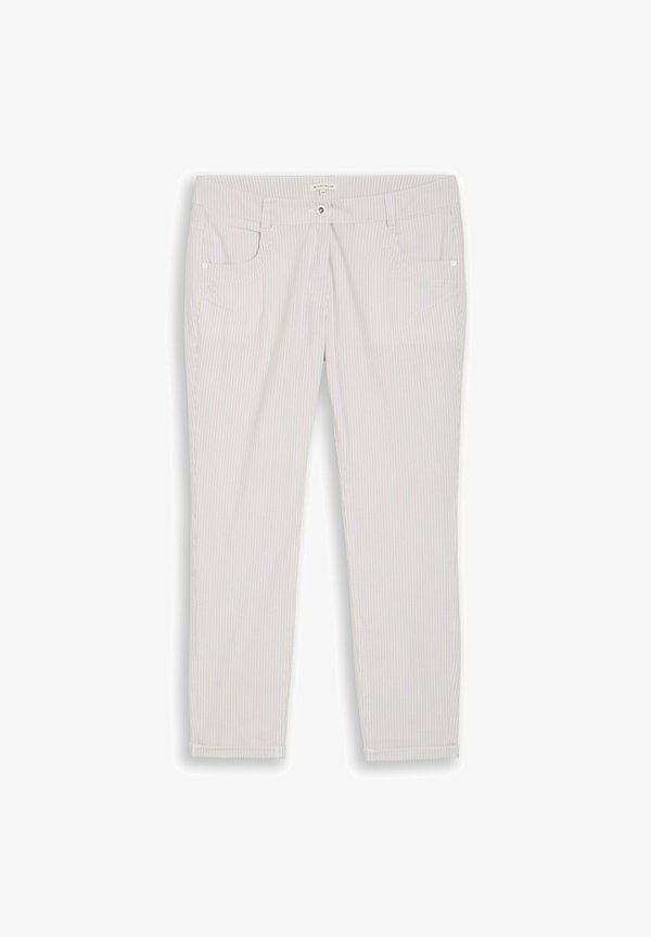 TOM TAILOR TTTAPERED RELAXED - Chinos - white taupe irregular stripe