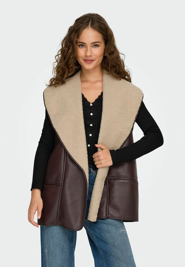ONLY ONLDORA - Waistcoat - seal brown