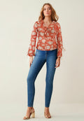 RUFFLE TIE FRONT LONG SLEEVE TOP - Next - View 1