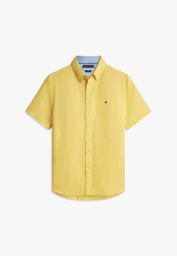 Tommy Hilfiger REGULAR FIT LINEN BLEND SHORT SLEEVE SHIRT - Shirt - citronella