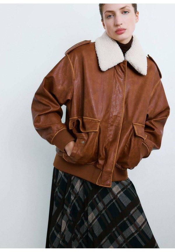 Mango Faux leather jacket - braun