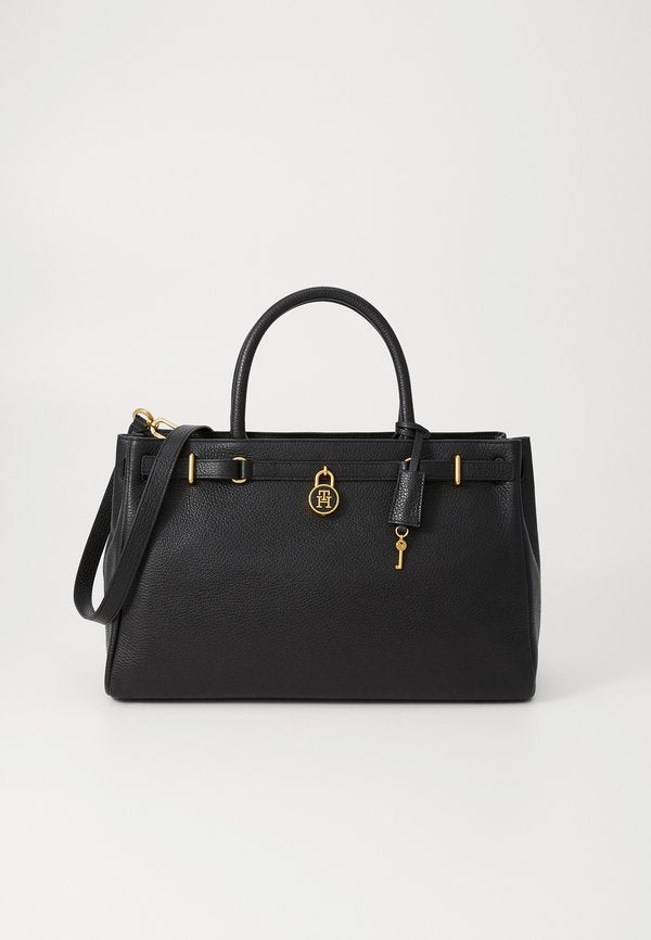 Tommy Hilfiger THE AMERICAN ICON LEATHER TOTE BAG - Handbag - black