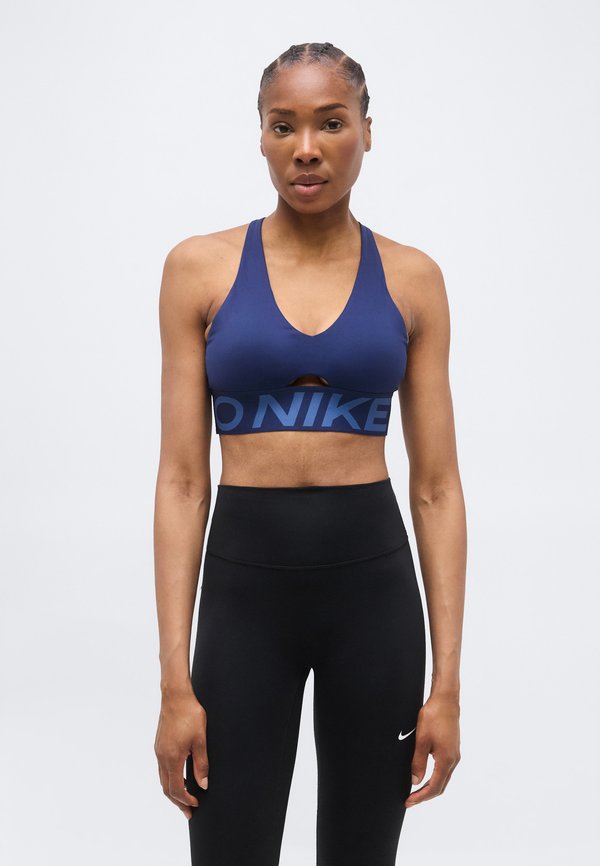 Nike Performance SCULPT BRA - Medium support sports bra - midnight navy/mystic navy/white