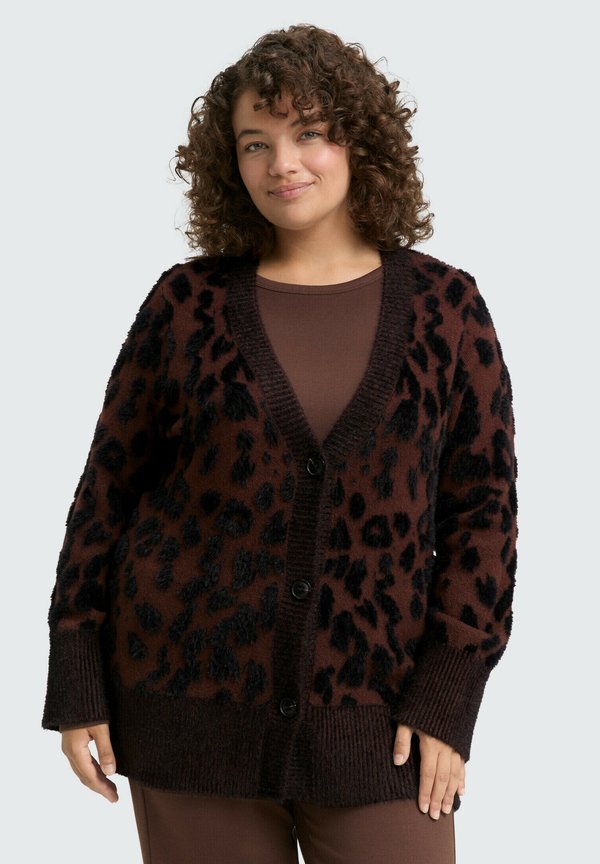 TOM TAILOR Cardigan - big brown leo design