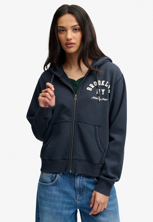 Superdry & Co SUPERDRY ATHLETIC ESSENTIAL RELAXED CROP ZIP HOODIE.. - Zip-up sweatshirt - eclipse navy