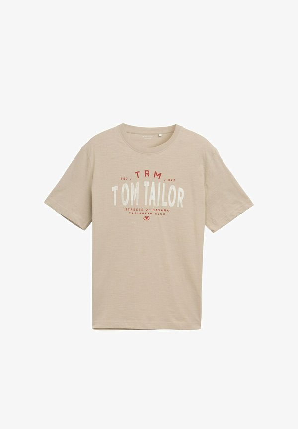 TOM TAILOR Print T-shirt - cashew beige