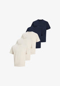 Jack & Jones JACK & JONES 5PACK - Basic T-shirt - creme dunkelblau