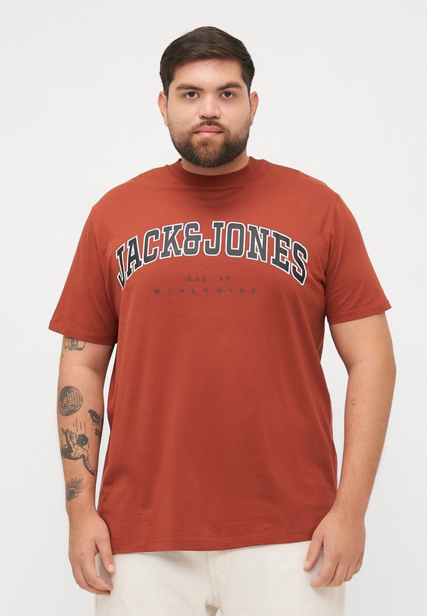 Jack & Jones Plus Size Logo - Print T-shirt - burnt henna