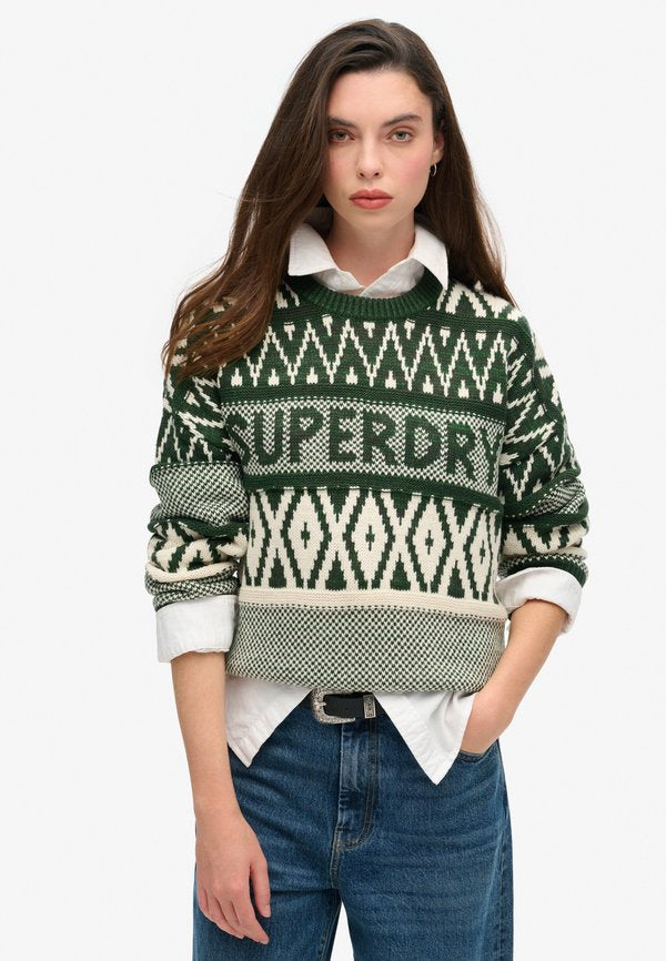 Superdry & Co BRANDED PATTERN CREW  - Jumper - darkest pine green
