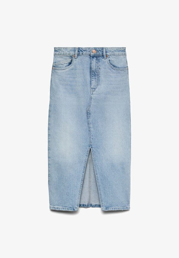 Vero Moda Denim VMVERI High waist Long - Pencil skirt - light blue denim