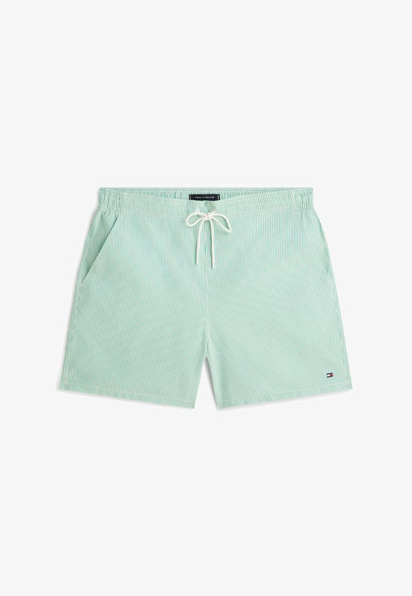 Tommy Hilfiger ESSENTIAL ITHACA STRIPE MID LENGTH  - Swimming shorts - jade wink   ecru ithaca