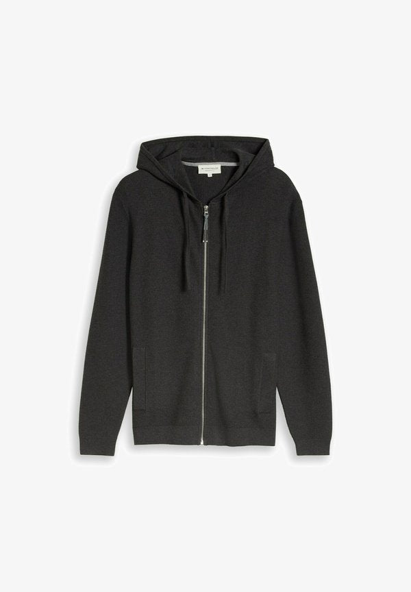 TOM TAILOR STRUCTURED HOOD JACKET KNIT - Cardigan - black grey melange