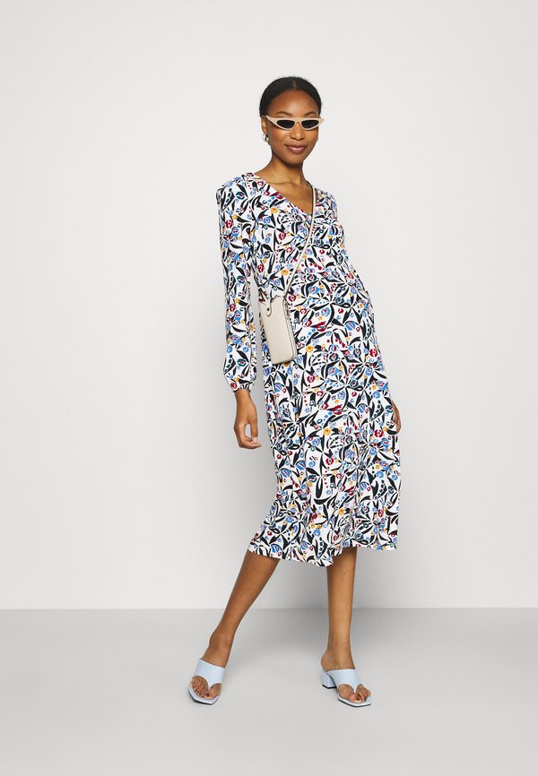 Glamorous Bloom V NECK ASYMMETRIC BUTTON THROUGH MIDI DRESS