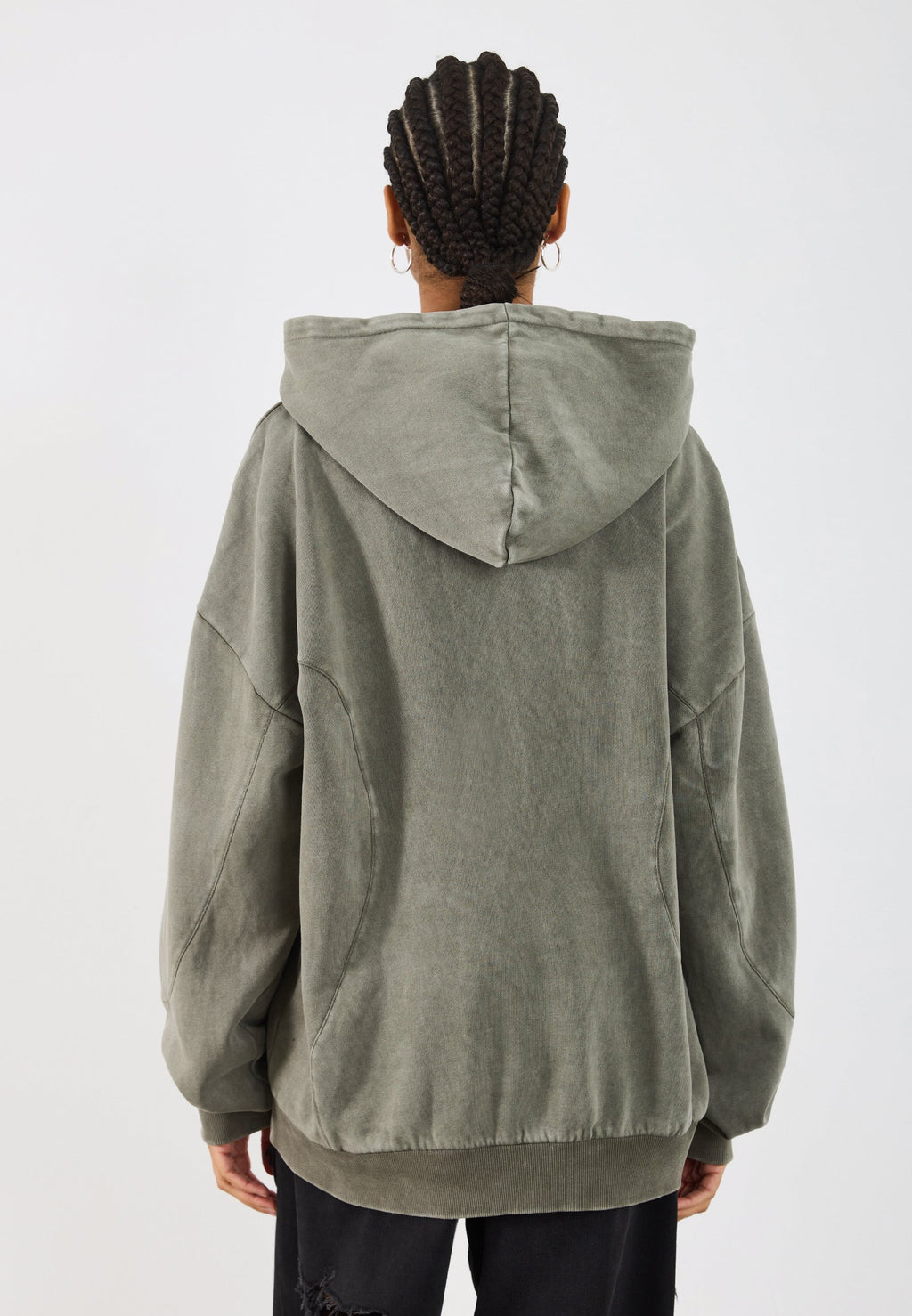YOURTURN UNISEX RELAXED FIT CURVED HEM QUARTER-ZIP HOODIE
