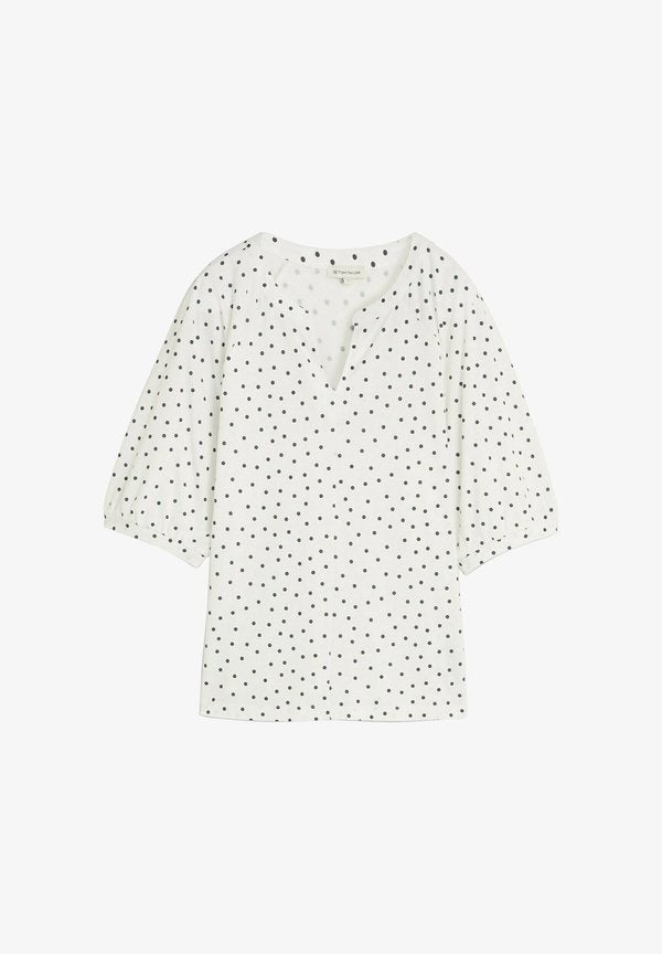 TOM TAILOR TOM TAILOR T-SHIRT T-SHIRT MIT PUNKTEMUSTER - Blouse - white small dot design