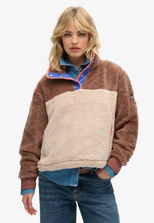 Superdry & Co SUPER SOFT MASH UP - Fleece jumper - nutmeg spice brown