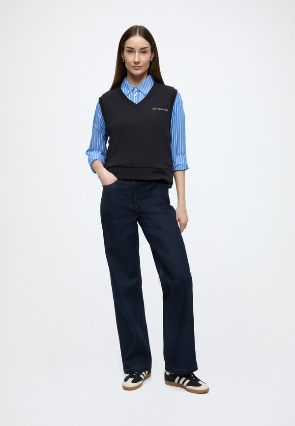 Marc O'Polo DENIM SWEAT PULLUNDER, V-NECK, CHEST ARTWORK