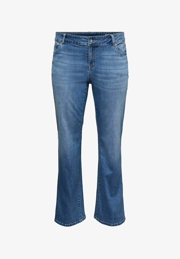 Vero Moda Curve Wide-fit VMCSTELLASTRETCH Mid rise Wide Leg Fit - Flared Jeans - medium blue denim