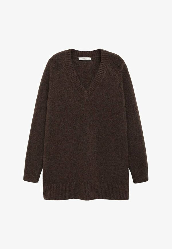 Mango V-NECK SWEATER - Jumper - brown
