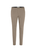Beige Maßanzug-Hosen mit schlanker Passform, ausgestattet mit einer glatten Textur, Fronttaschen und einem verdeckten Reißverschluss.