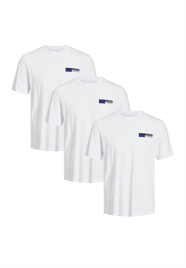 Jack & Jones 3ER PACK CORP - Print T-shirt - white small print