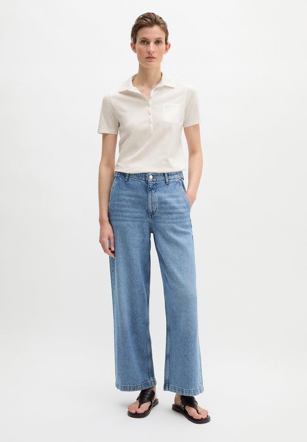 Marc O'Polo MARC O'POLO KURZARM POLOSHIRT SLIM MIT MATERIAL-MIX-DETAILS