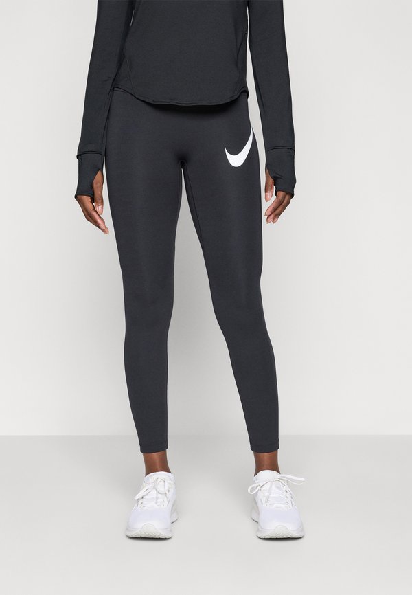 Nike Performance TEMPO - Running tights - black/reflective silver-coloured/white