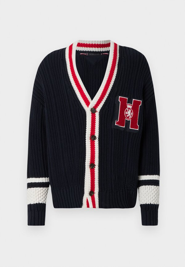 Tommy Hilfiger CHUNKY RIB-KNIT LETTERMAN CARDIGAN - Cardigan - desert sky